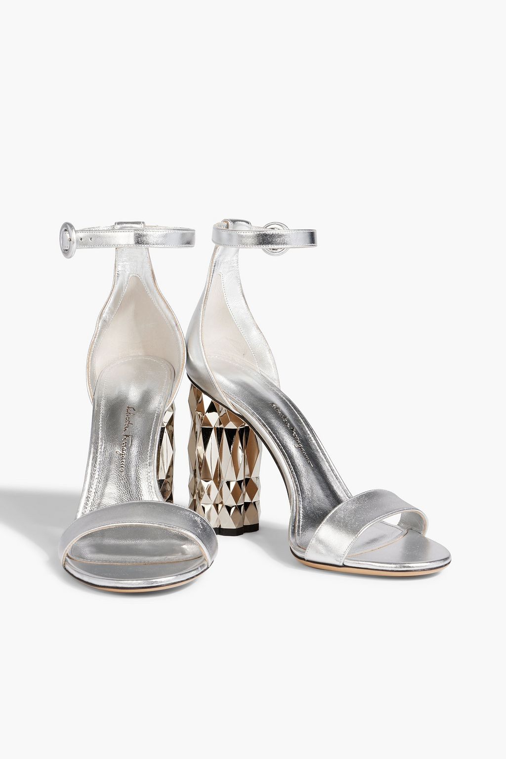 FERRAGAMO Azalea metallic leather sandals
