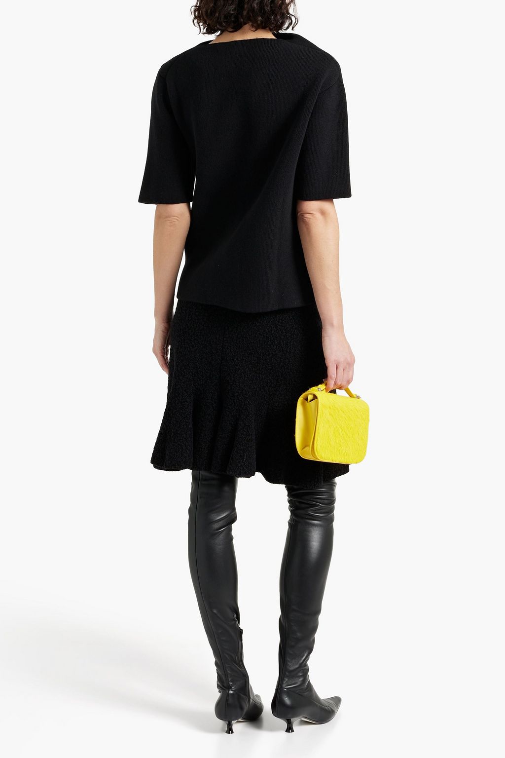 JIL SANDER Fluted bouclé-knit mini skirt