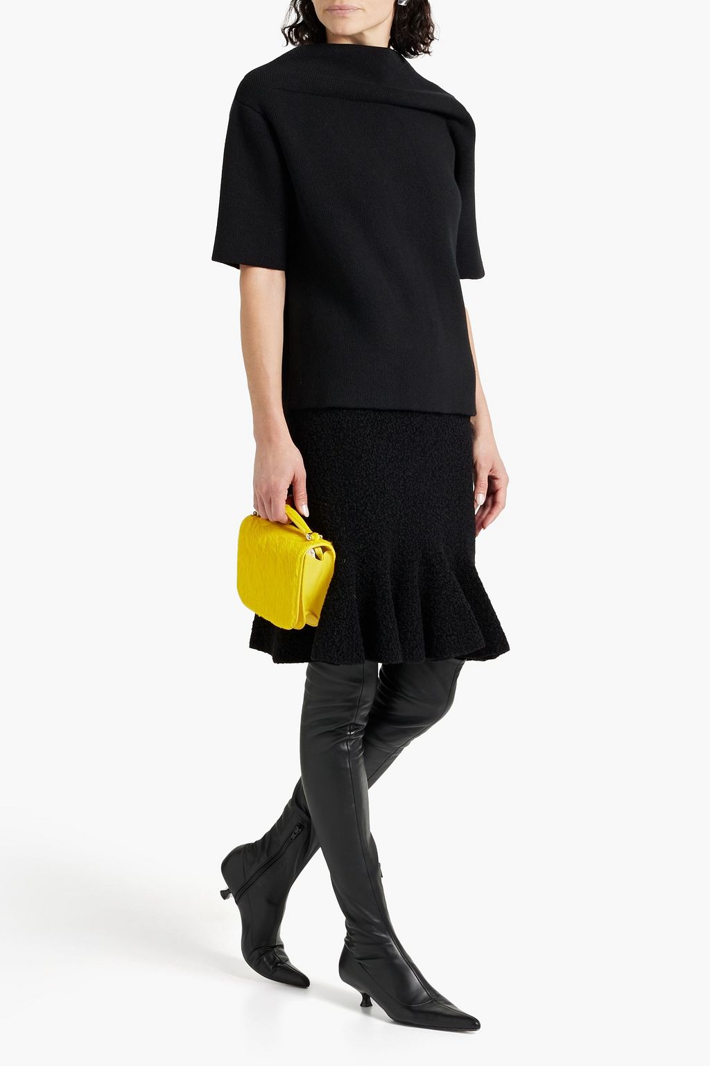 JIL SANDER Fluted bouclé-knit mini skirt