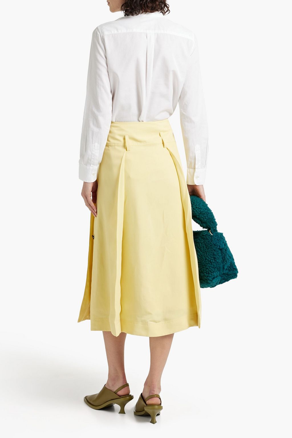 JIL SANDER Pleated twill midi skirt