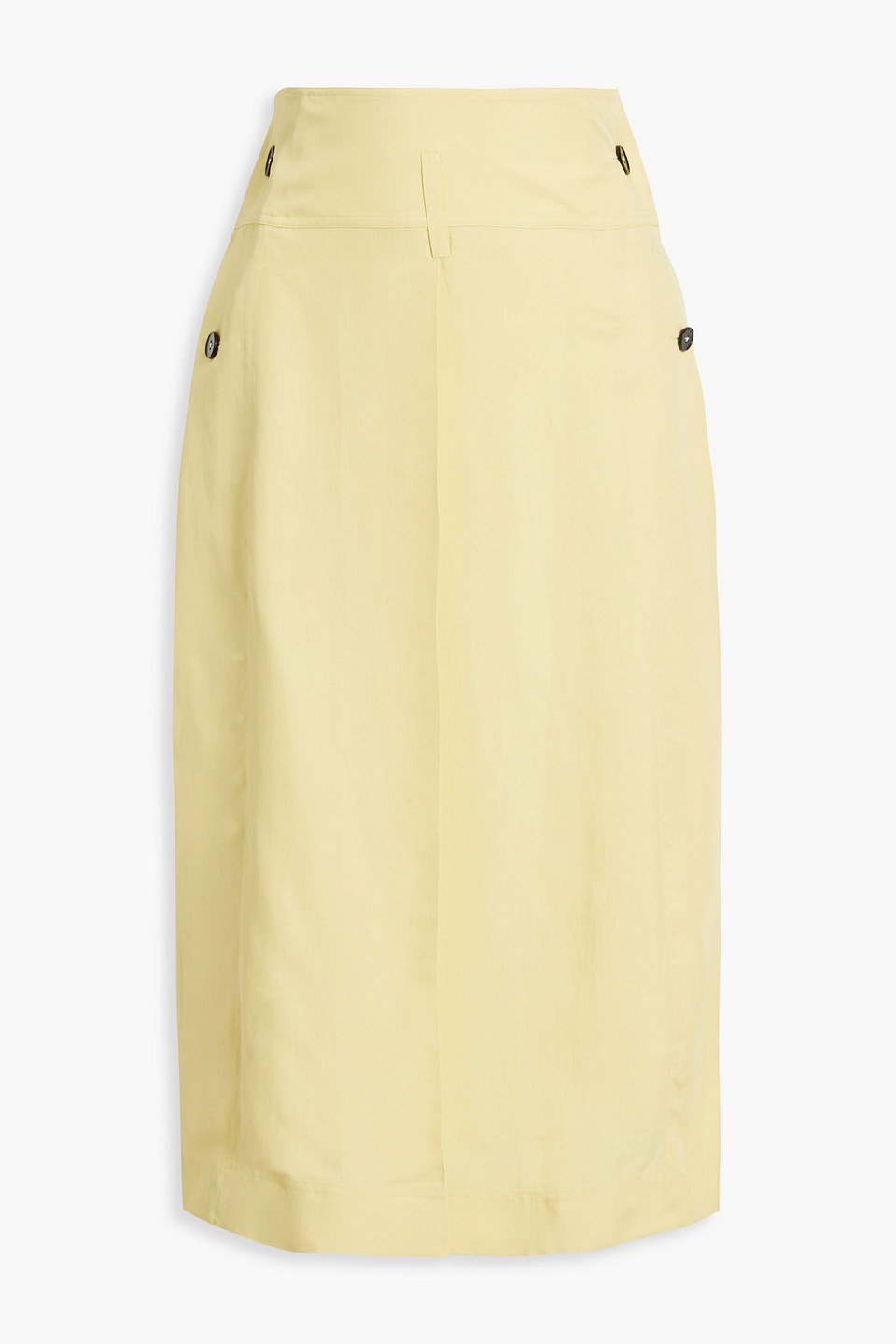 Shop Jil Sander Pleated Twill Midi Skirt In Pastel Yellow