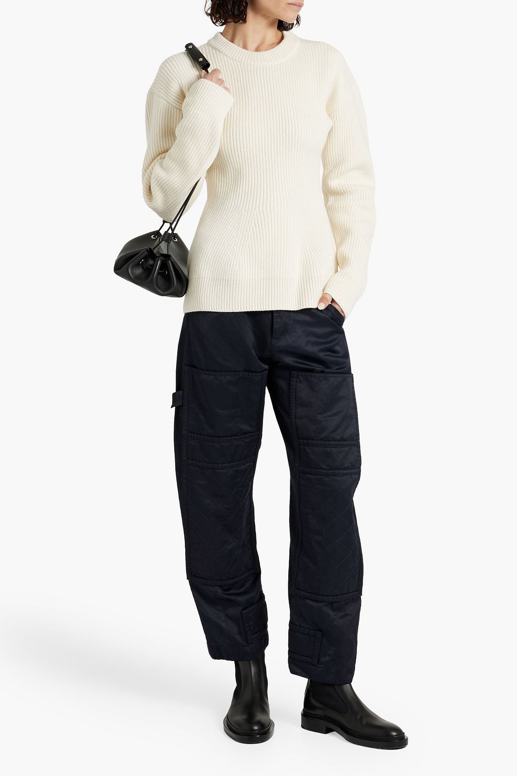 JIL SANDER Cropped quilted satin tapered pants
