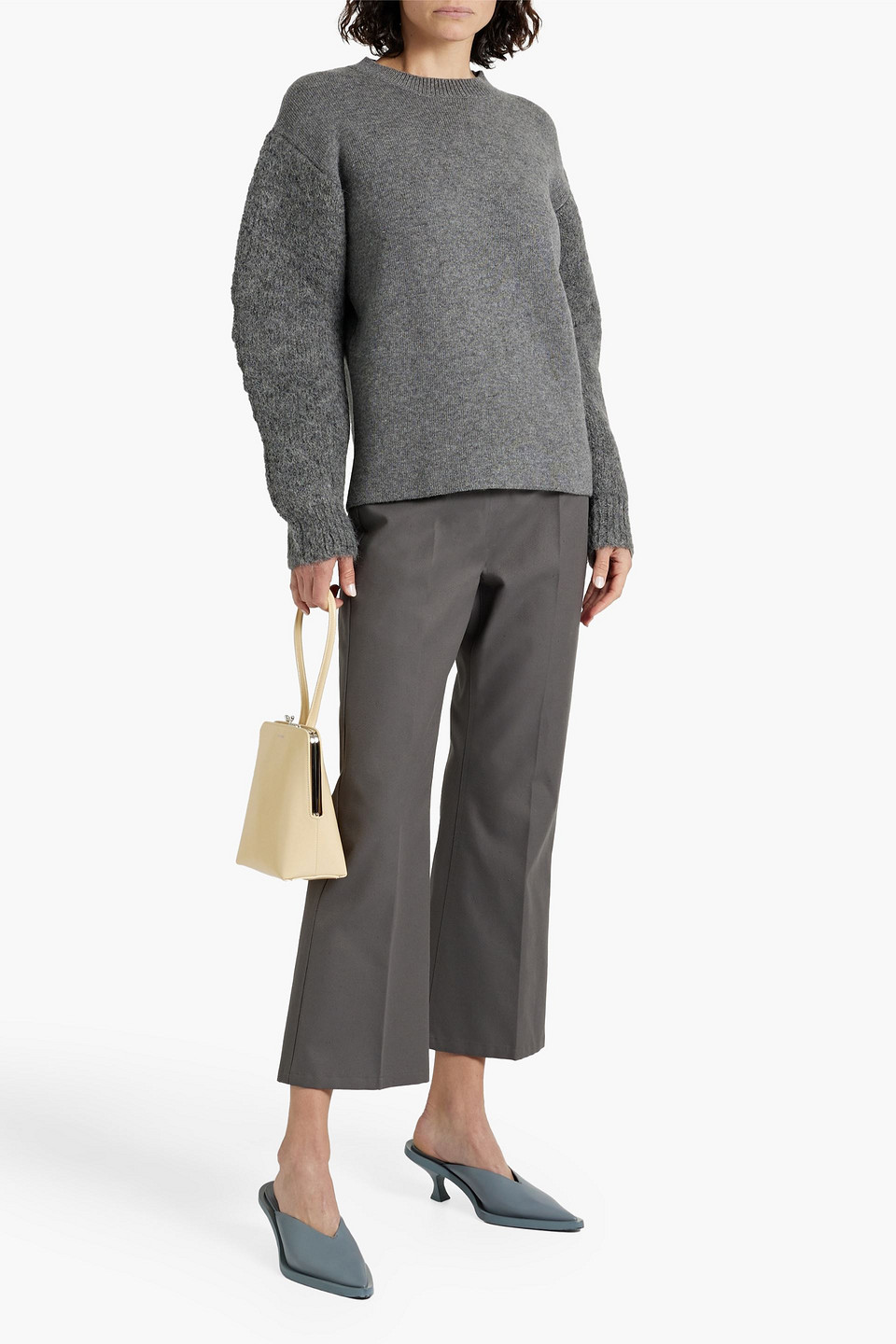 Shop Jil Sander Brushed Wool And Cashmere-blend Sweater In Gray