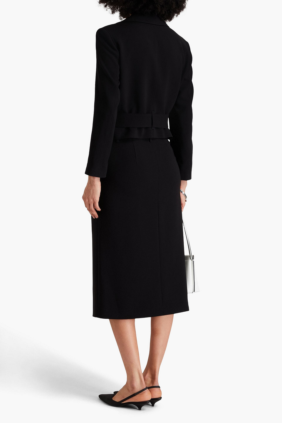Theory Double-breasted Admiral Crepe Crop Trench Coat In Schwarz