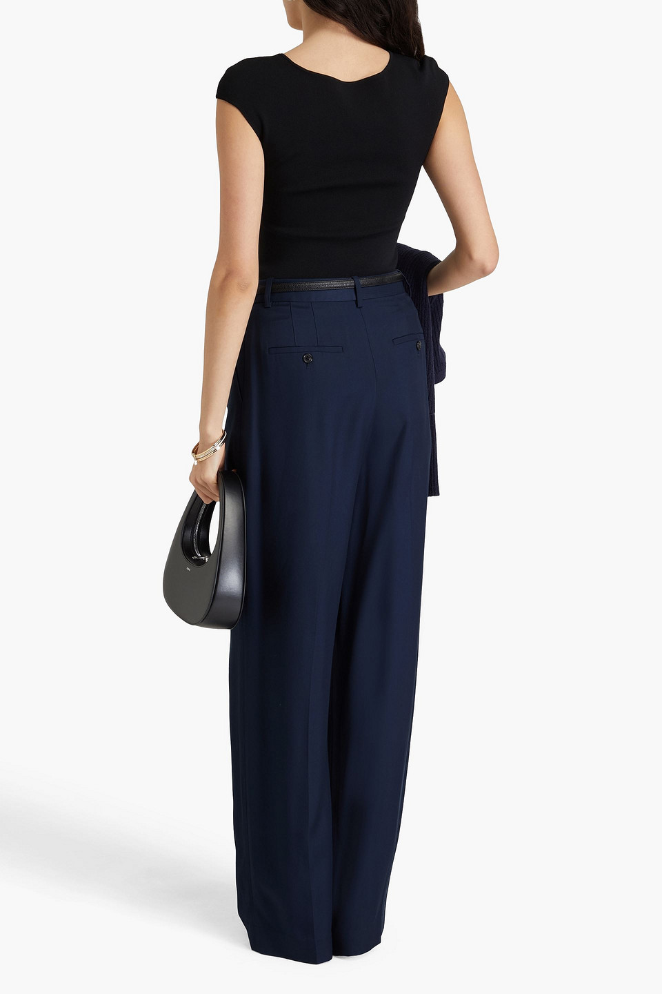 Shop Theory Twill Wide-leg Pants In Marineblau
