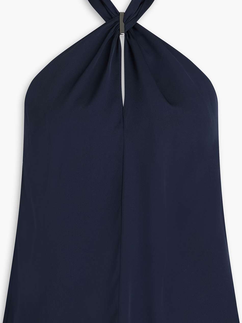 embellished silk-satin halterneck top