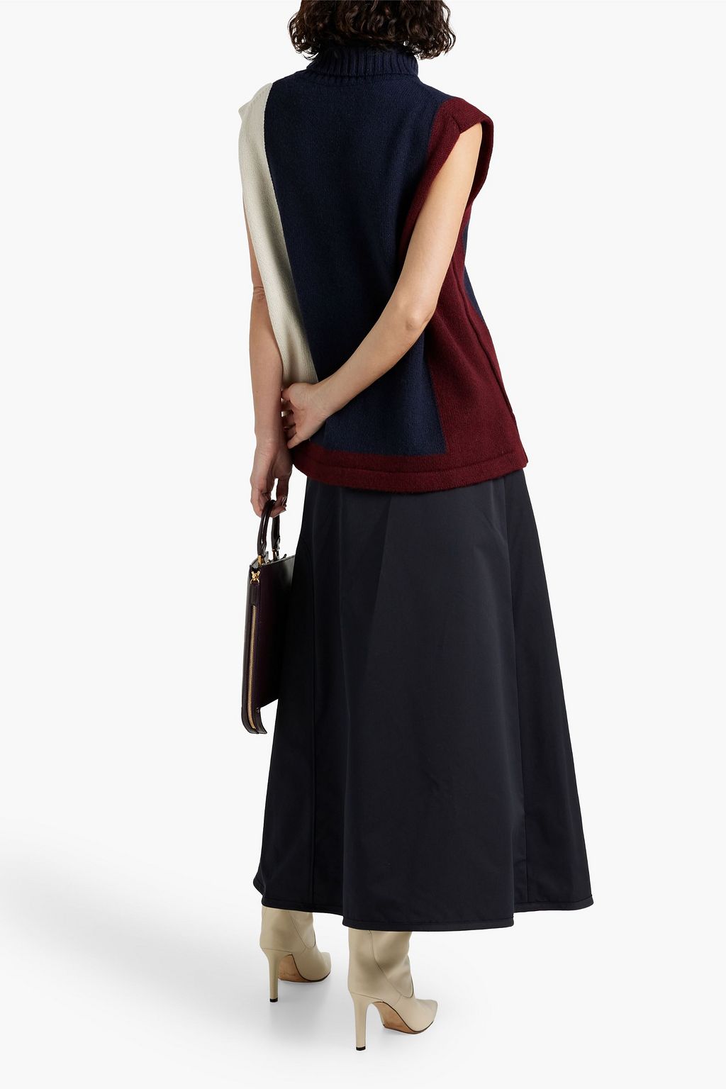 JIL SANDER Color-block cashmere turtleneck vest