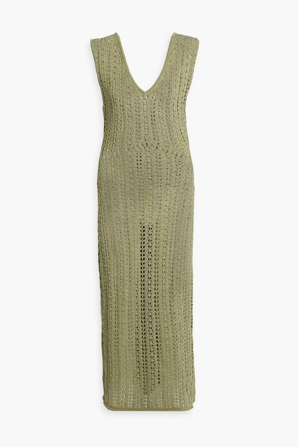 Savannah Morrow Tallara Pointelle-knit Pima Cotton Midi Dress In Army Green