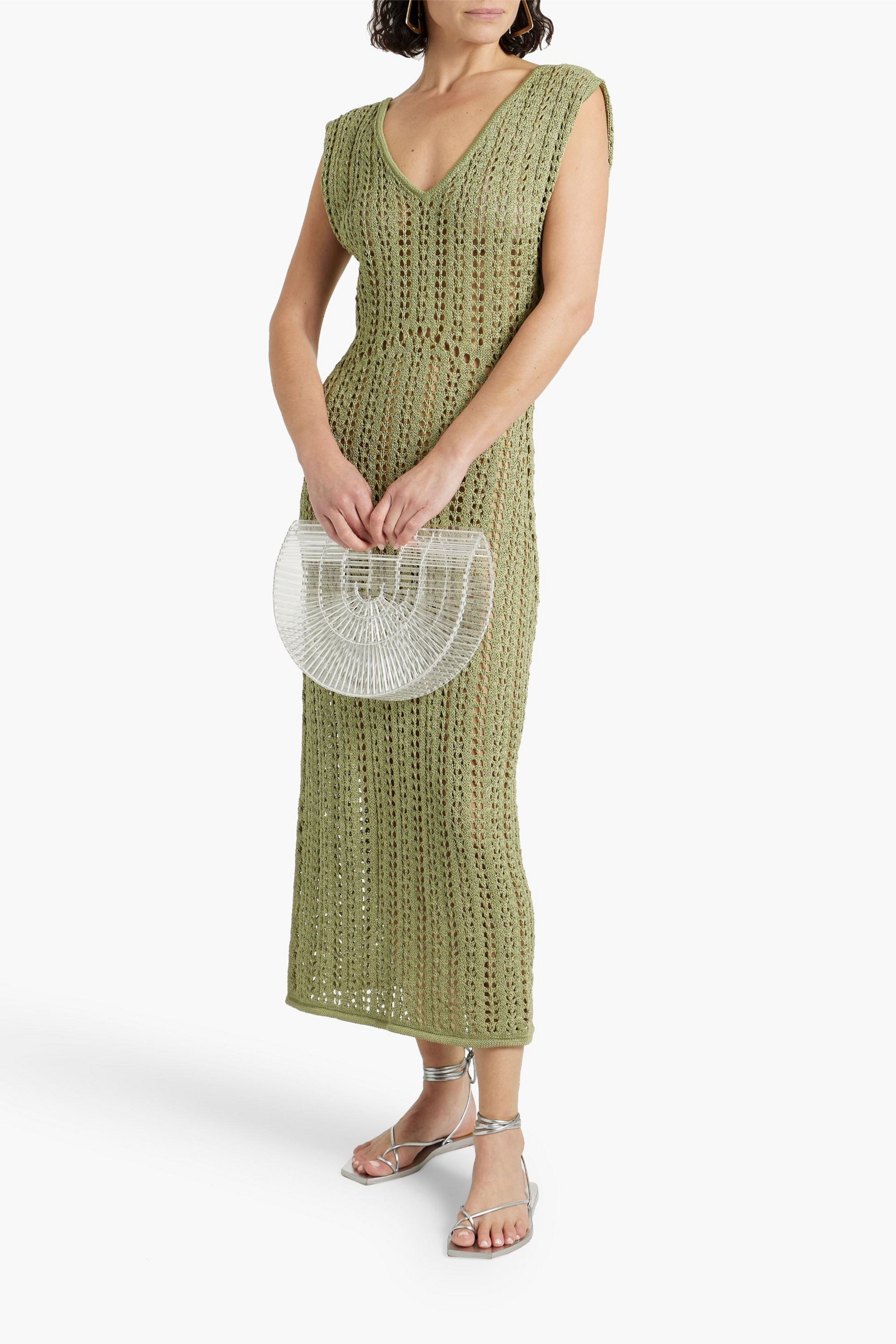Savannah Morrow Tallara pointelle-knit Pima cotton midi dress