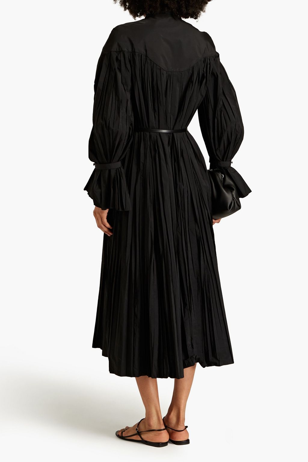 JIL SANDER 플리세 태피터 벨티드 맥시 드레스