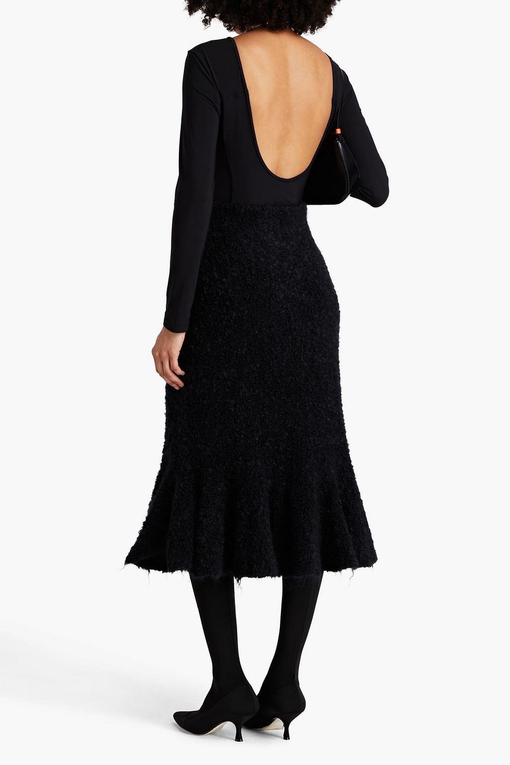 JIL SANDER Flared mohair-blend bouclé midi skirt