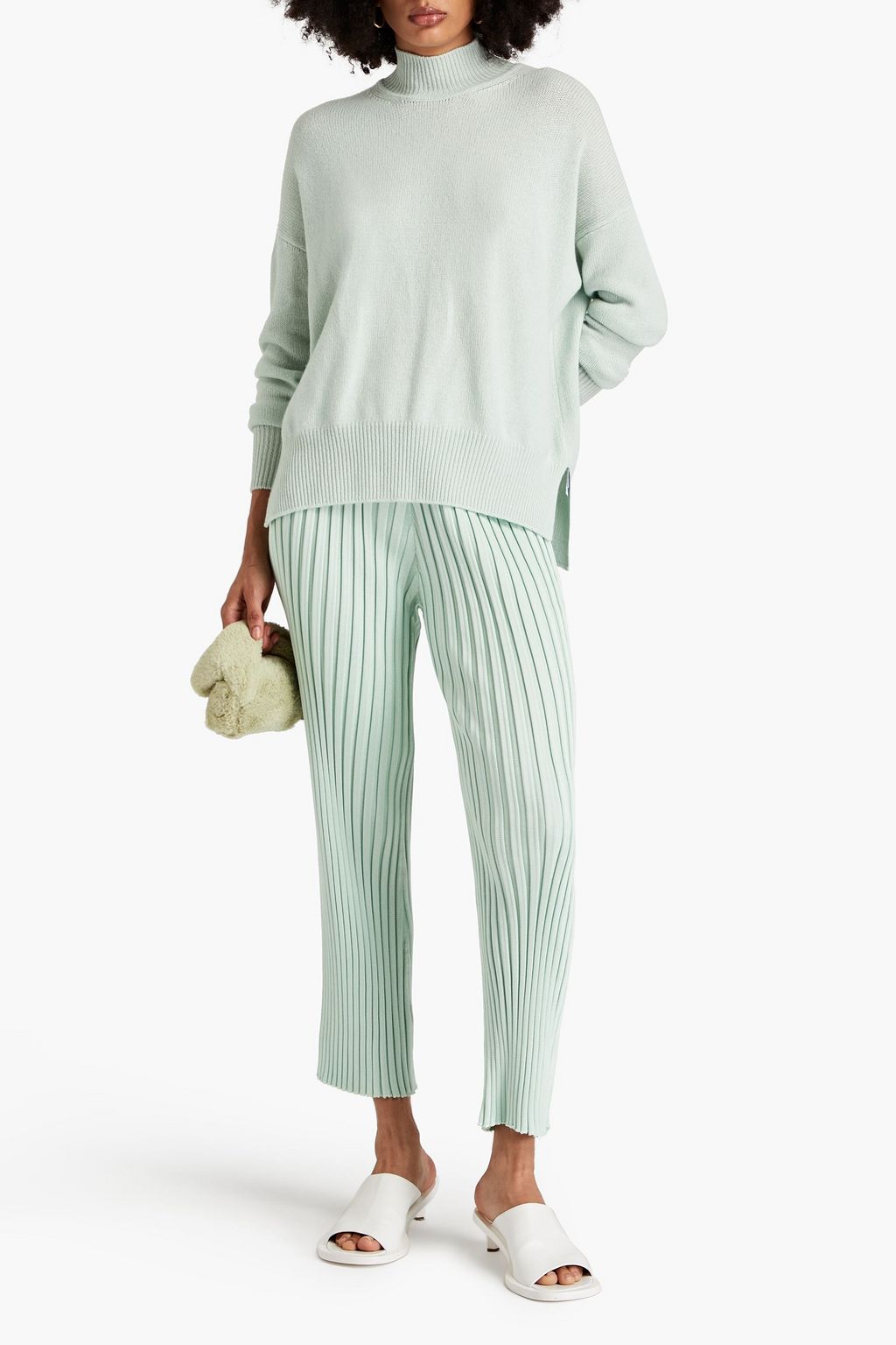 JIL SANDER 리브 니트 플레어 팬츠
