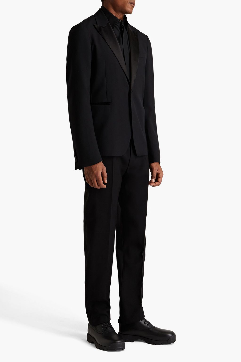 MCQUEEN Satin-trimmed wool-twill suit jacket