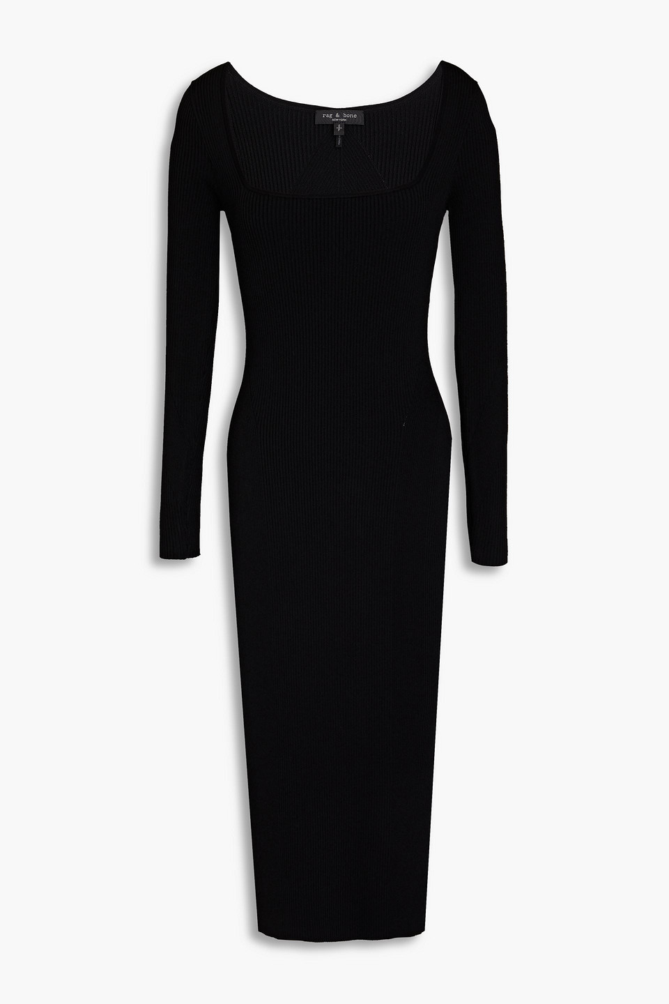 Rag & Bone Asher Ribbed-knit Midi Dress In Black