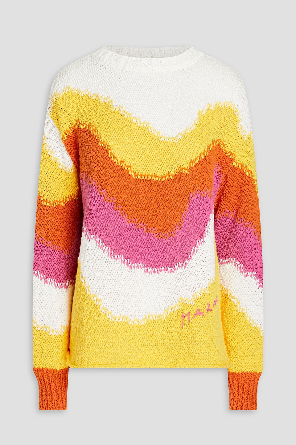 Shop Marni Color-block Cotton Sweater In White