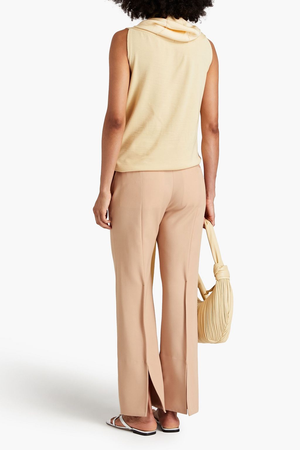 JIL SANDER 드레이프 장식 울 혼방 후드 베스트