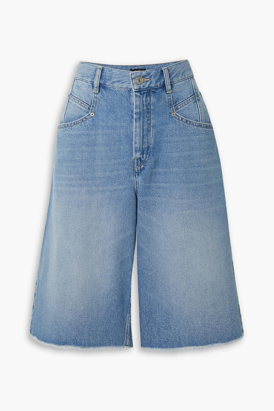 Isabel Marant Natalina Frayed Denim Shorts In Hellblauer Denim