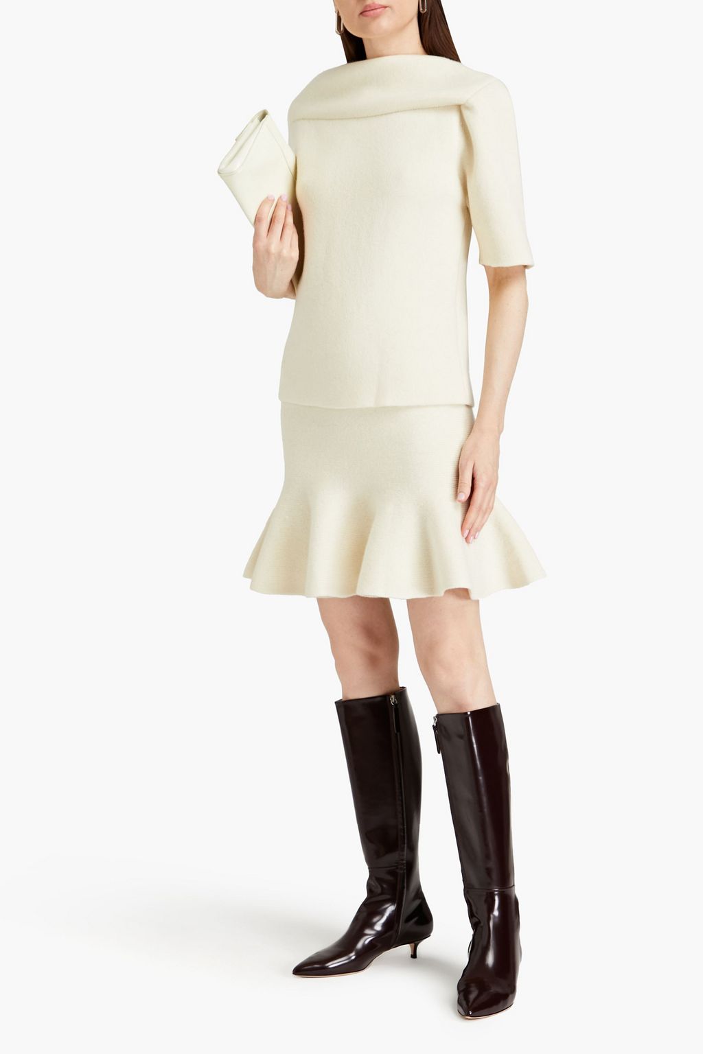 JIL SANDER Wool and cashmere-blend skirt