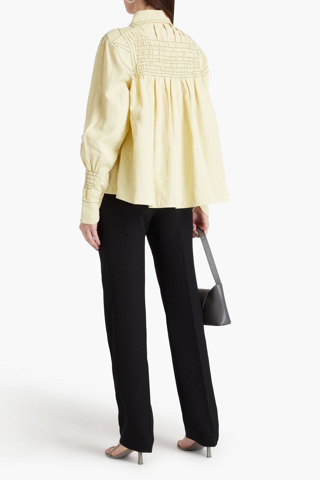 JIL SANDER 織地 ブラウス ギャザー入り