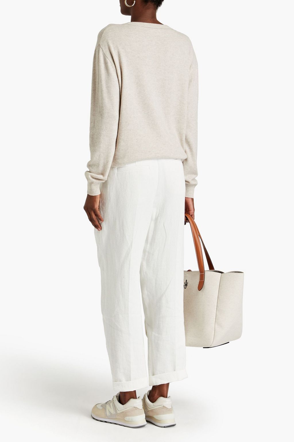 BRUNELLO CUCINELLI Ribbed linen and cotton-blend tapered pants