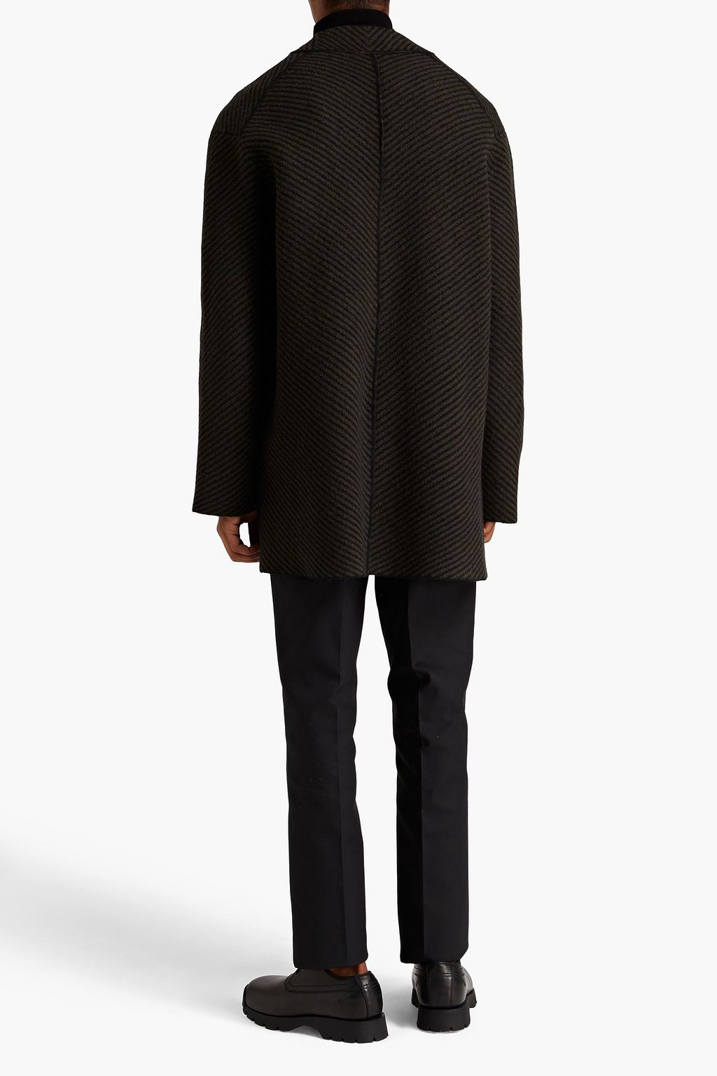 JIL SANDER Striped bouclé-knit wool cardigan