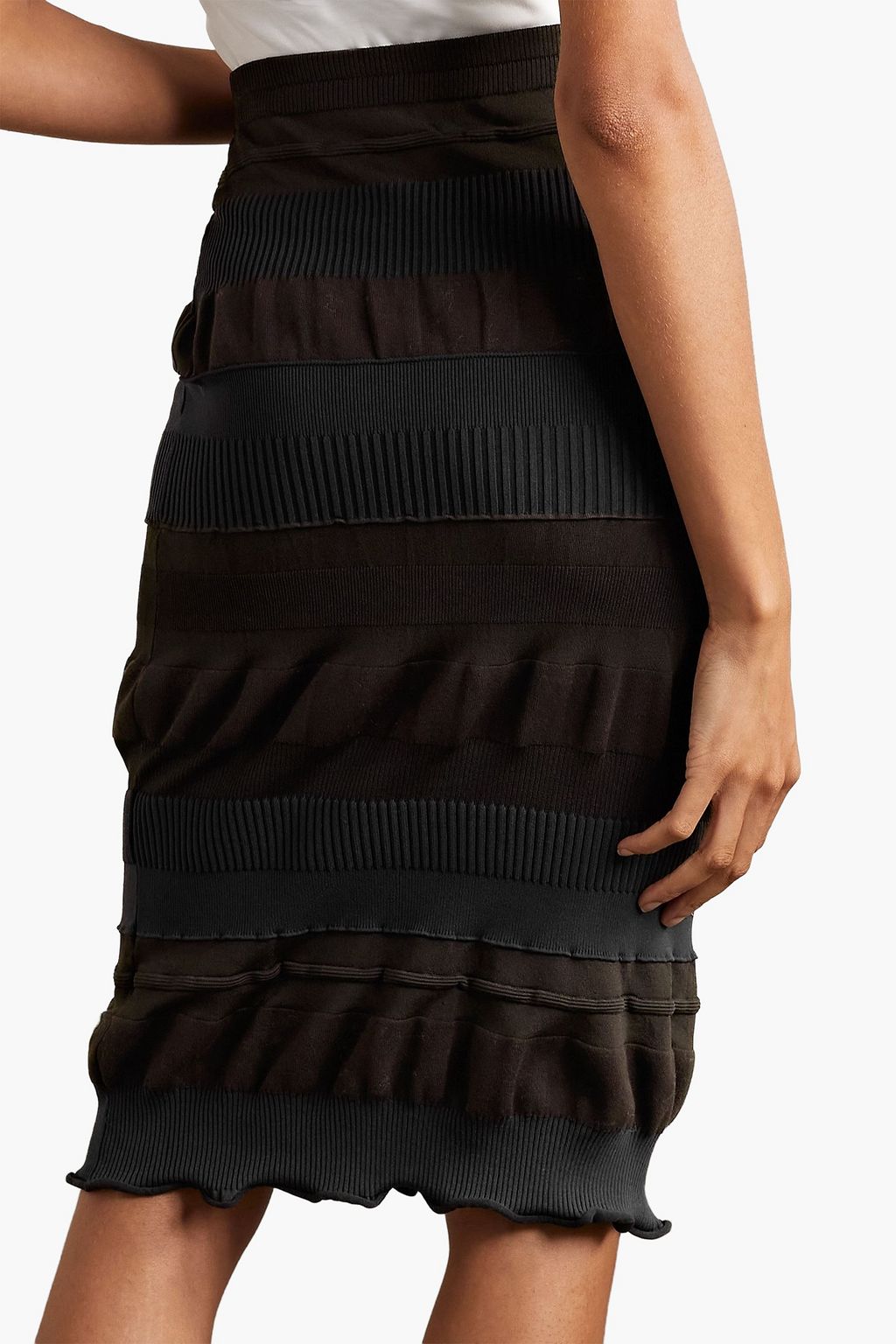 ACNE STUDIOS Two-tone tiered ribbed stretch-jersey skirt