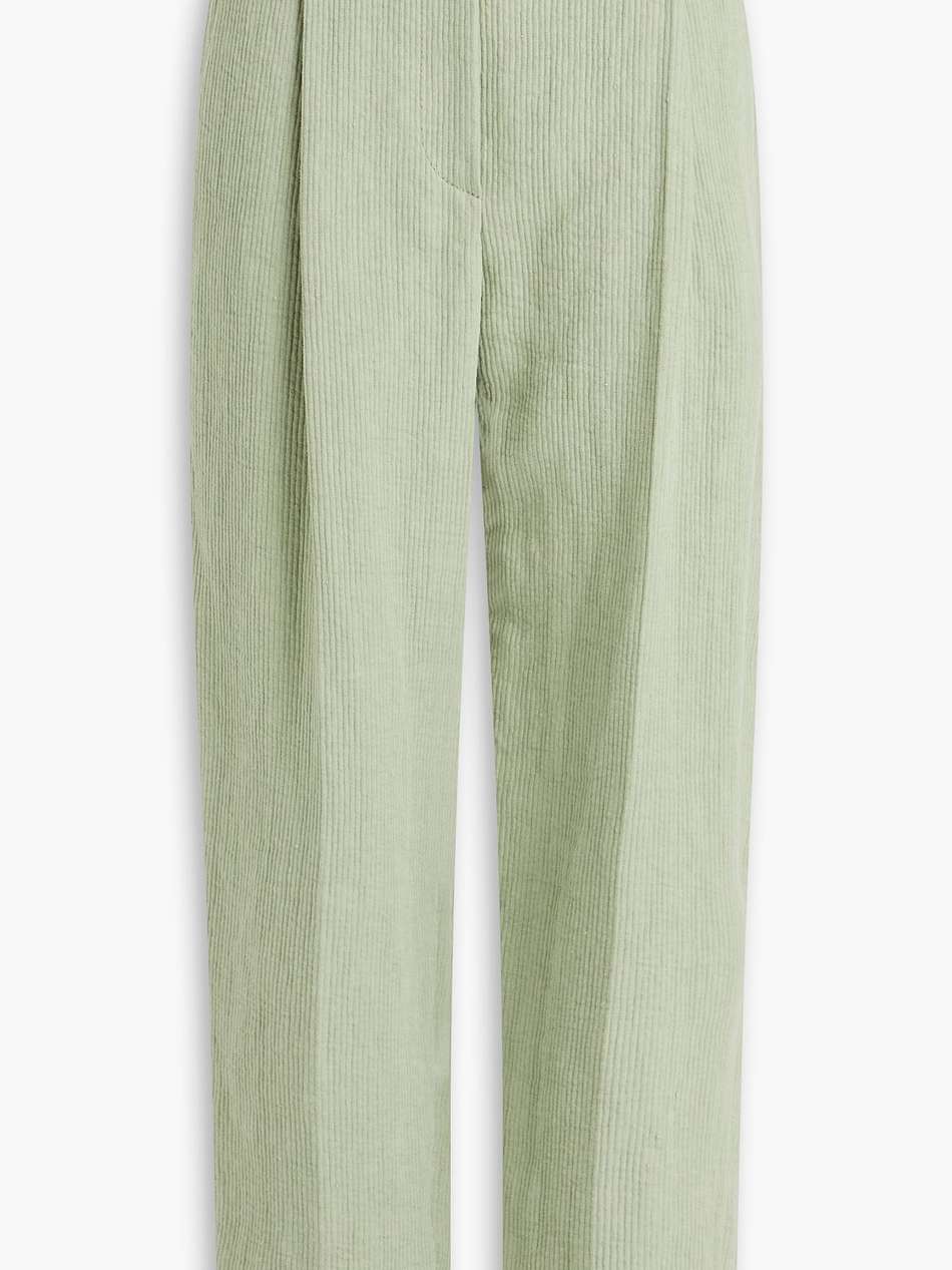 ribbed linen and cotton-blend straight-leg pants