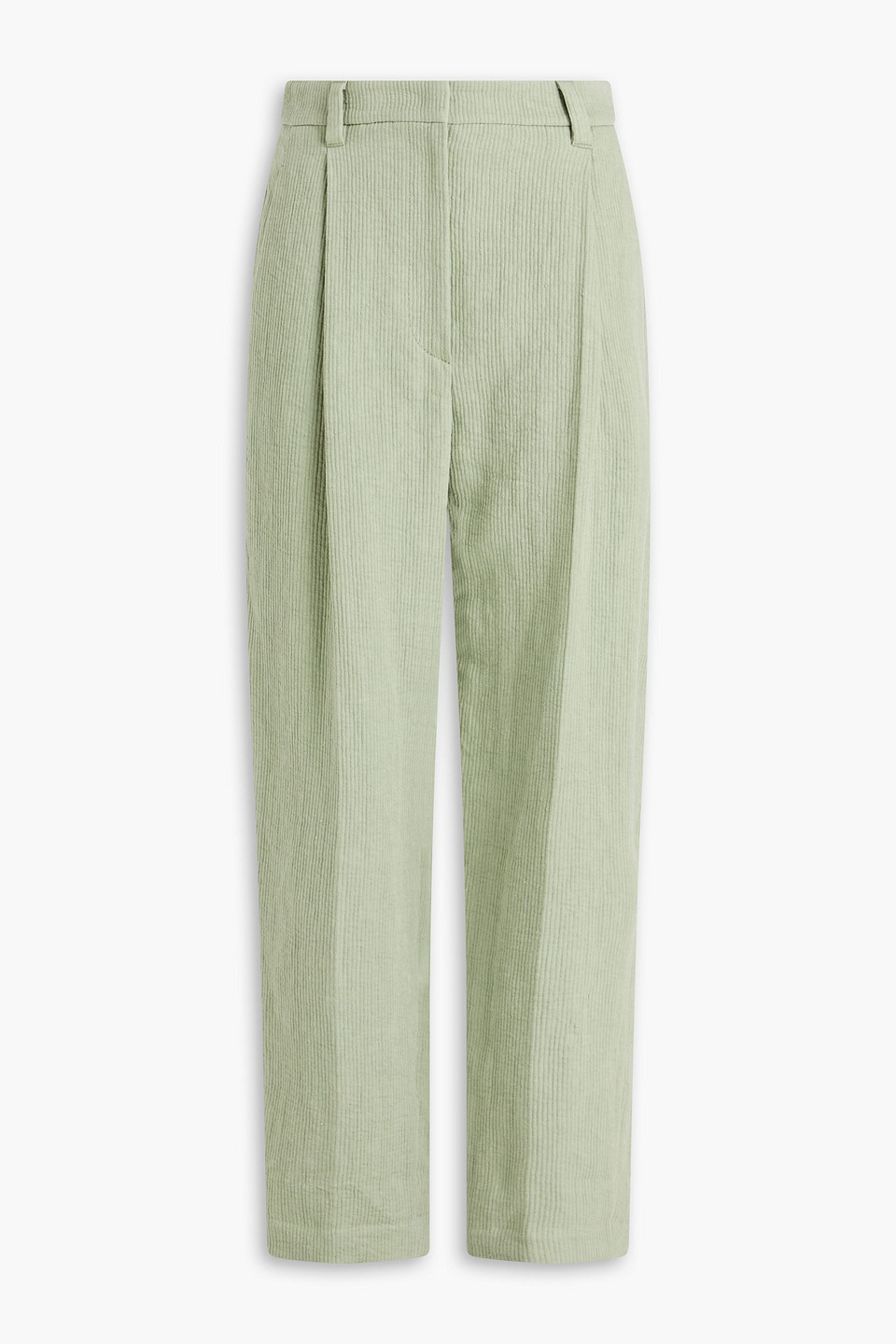 Ribbed linen and cotton-blend straight-leg pants
