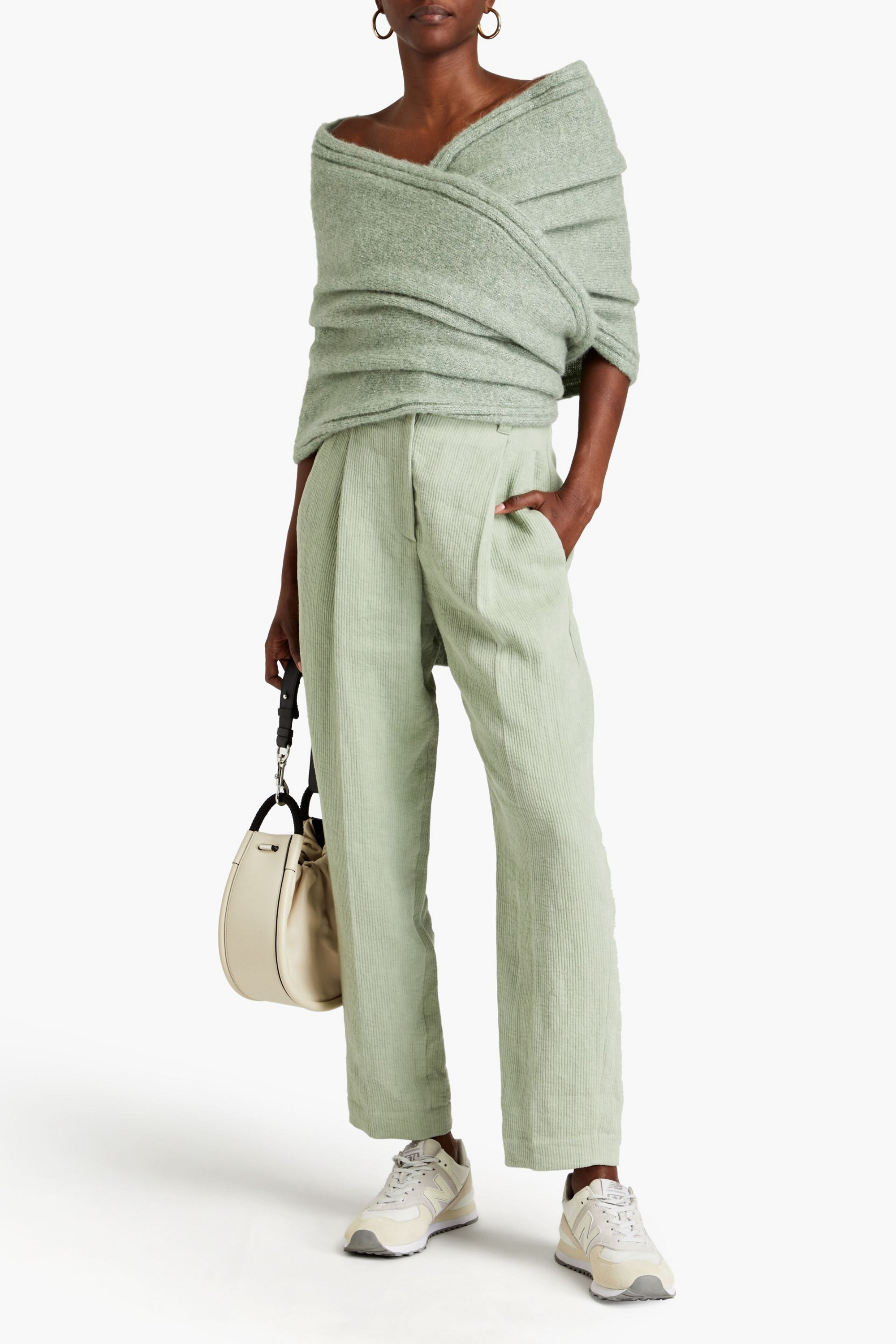 Brunello Cucinelli Ribbed linen and cotton-blend straight-leg pants