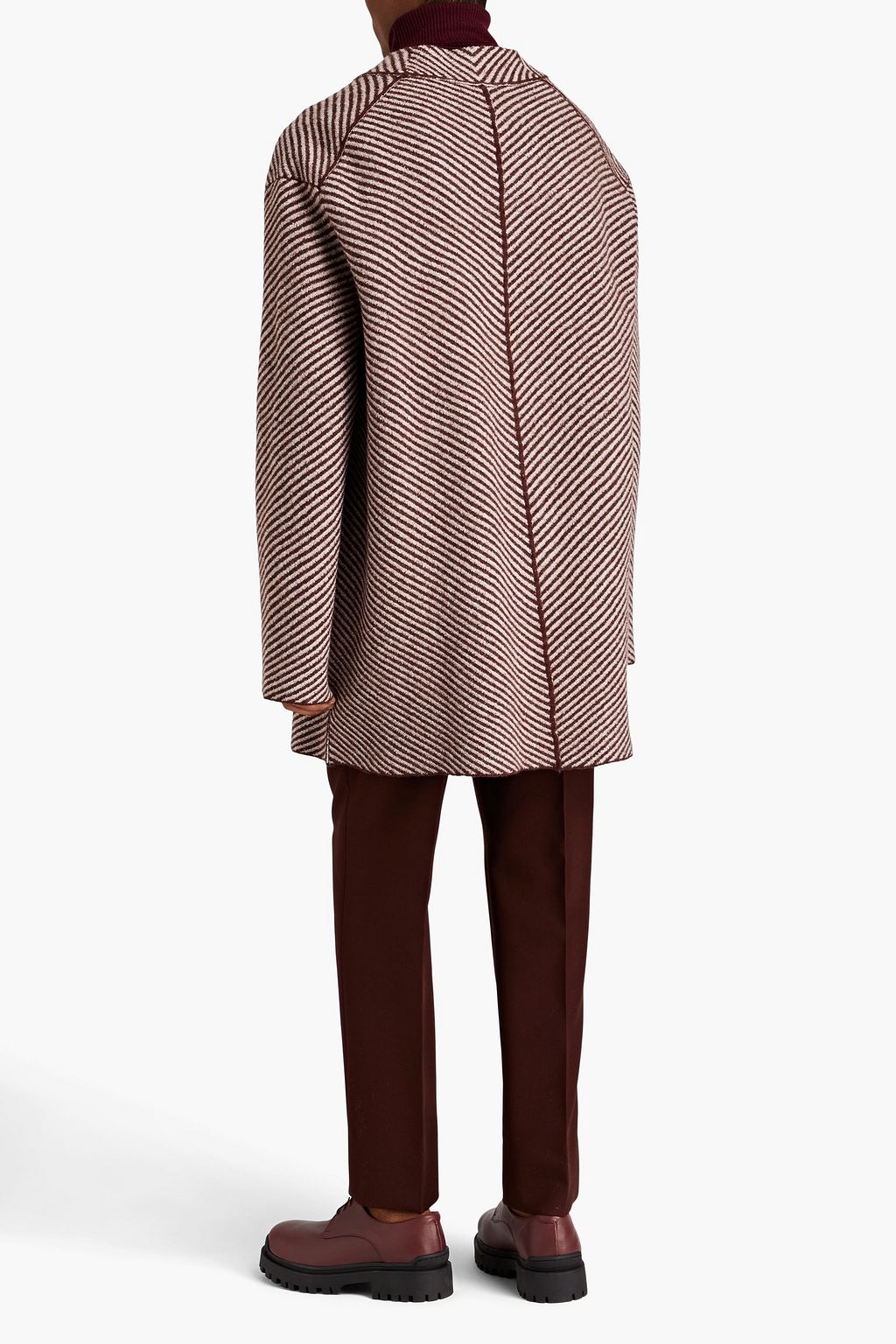 JIL SANDER Striped bouclé-knit wool cardigan