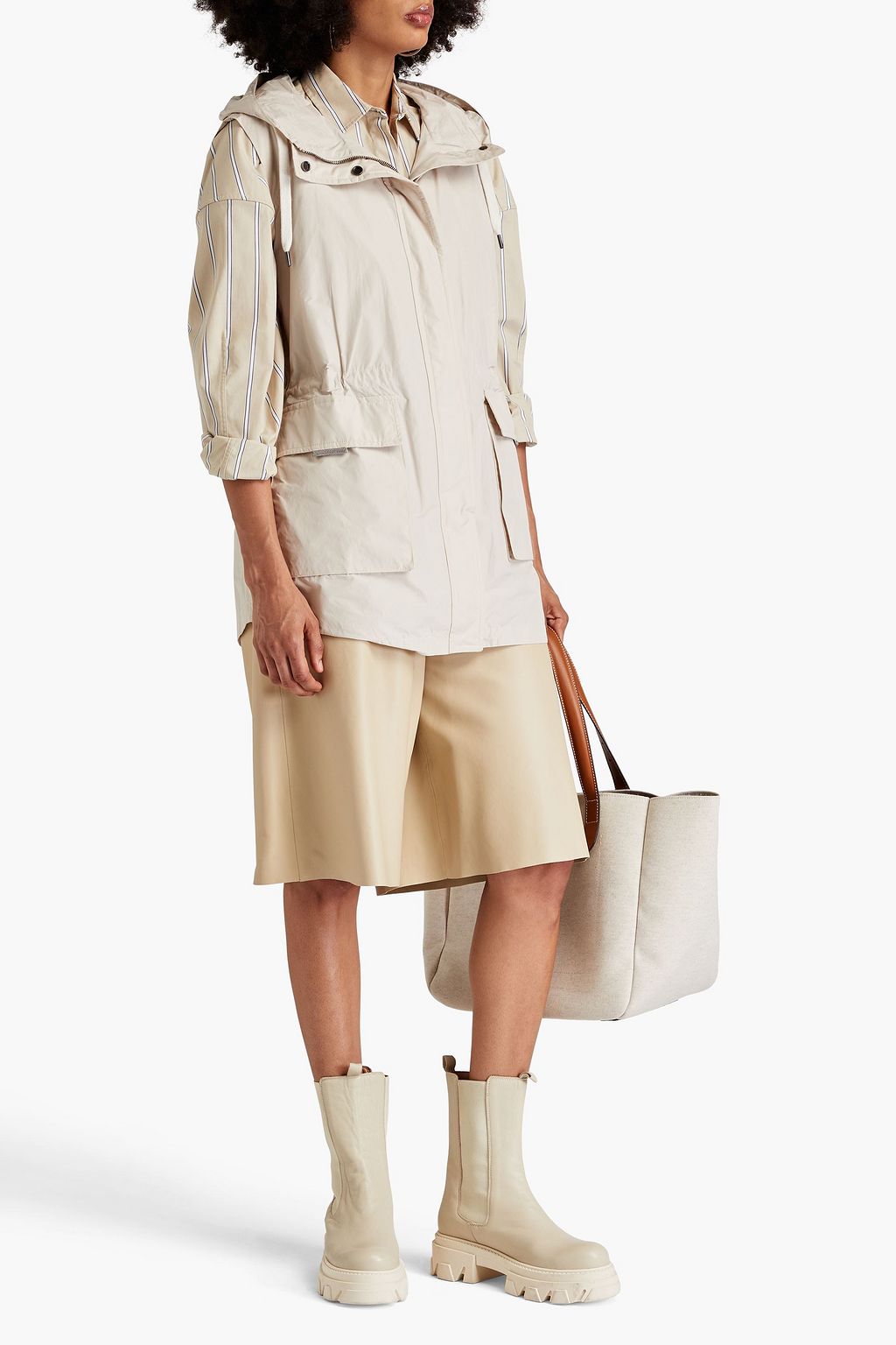 BRUNELLO CUCINELLI Bead-embellished shell hooded vest