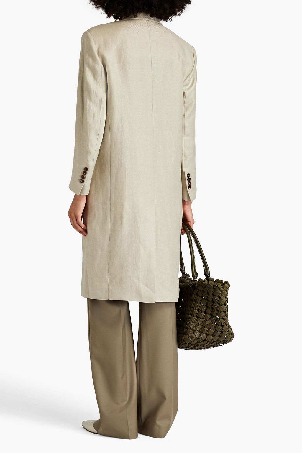 BRUNELLO CUCINELLI Double-breasted linen coat