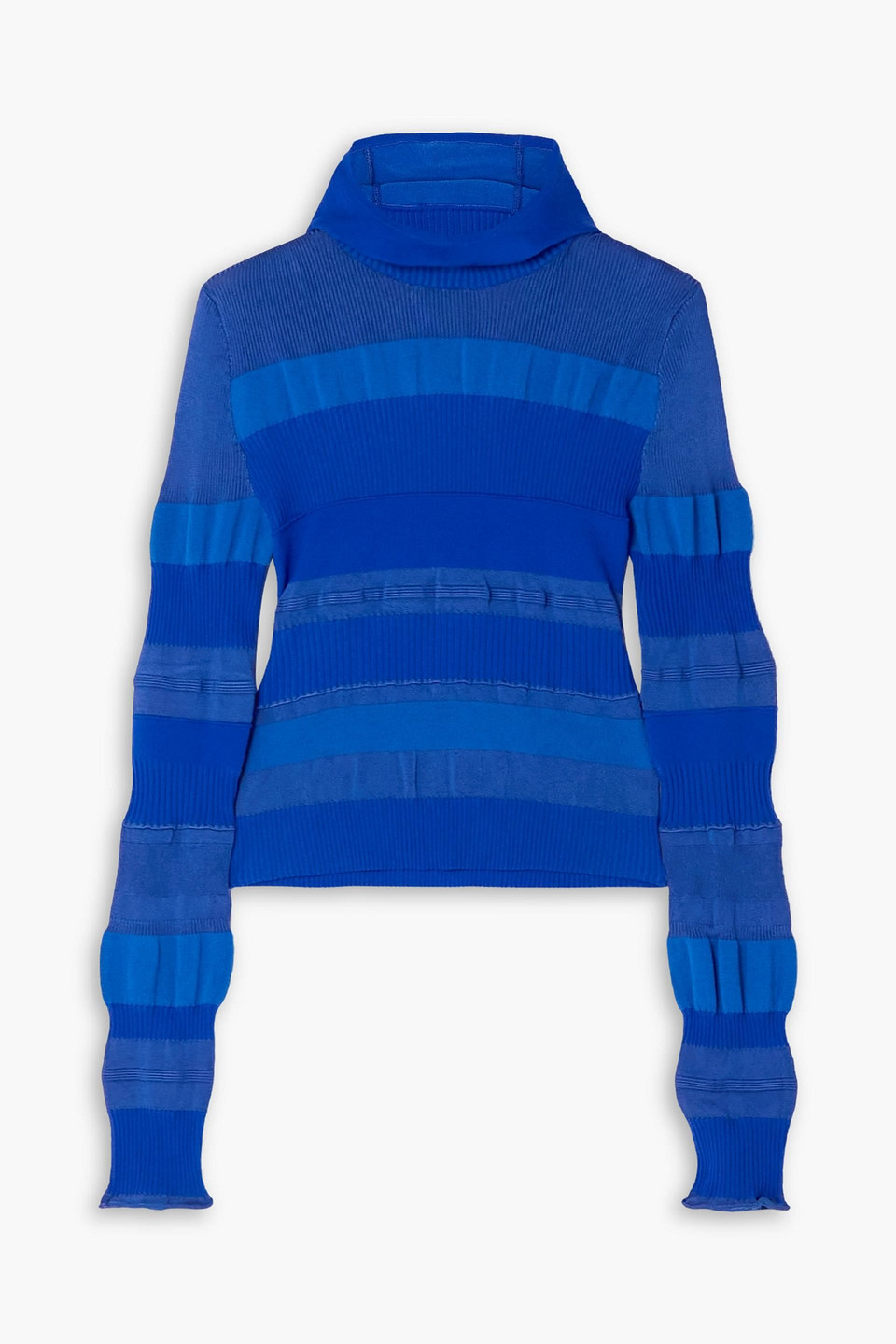 Acne Studios - Striped ribbed-knit hooded turtleneck sweater - Blue - XS