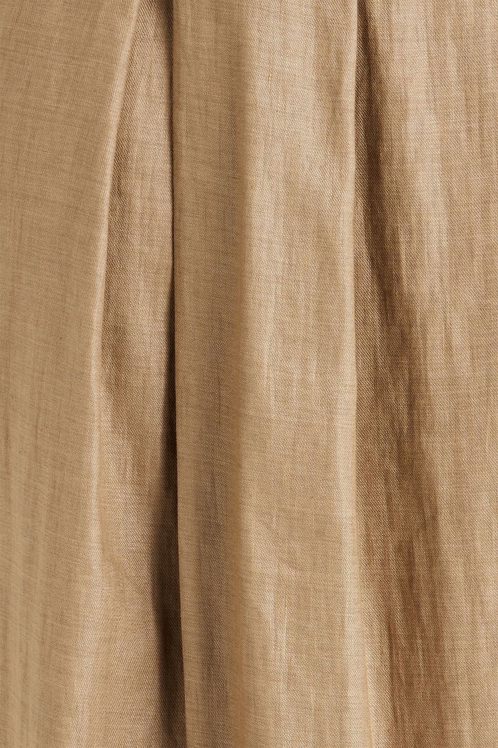 BRUNELLO CUCINELLI Pleated linen-blend midi wrap skirt