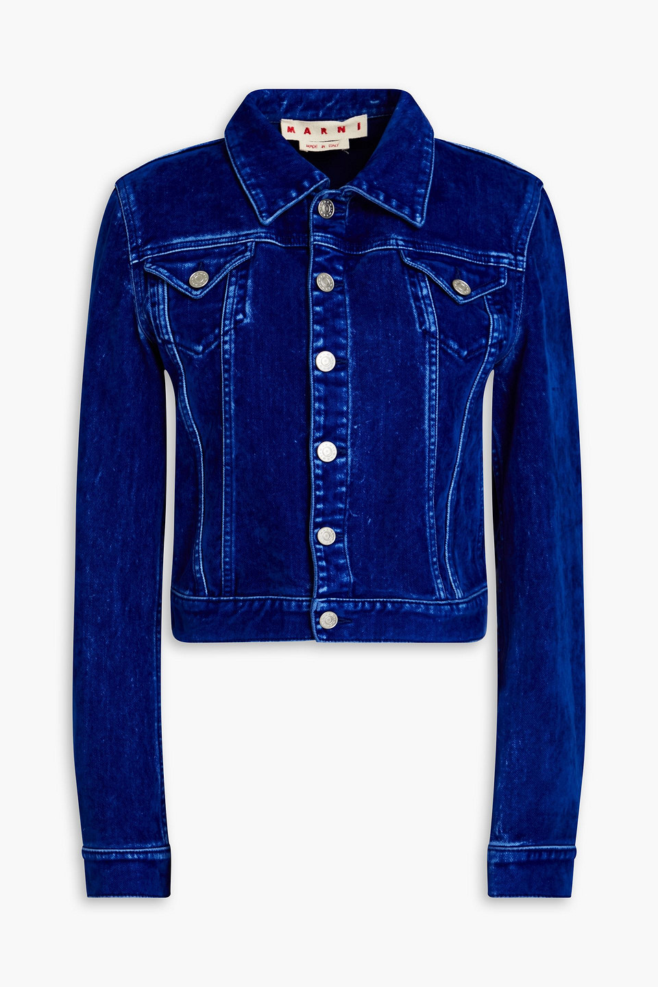 Marni Flocked Denim Jacket In Royal Blue