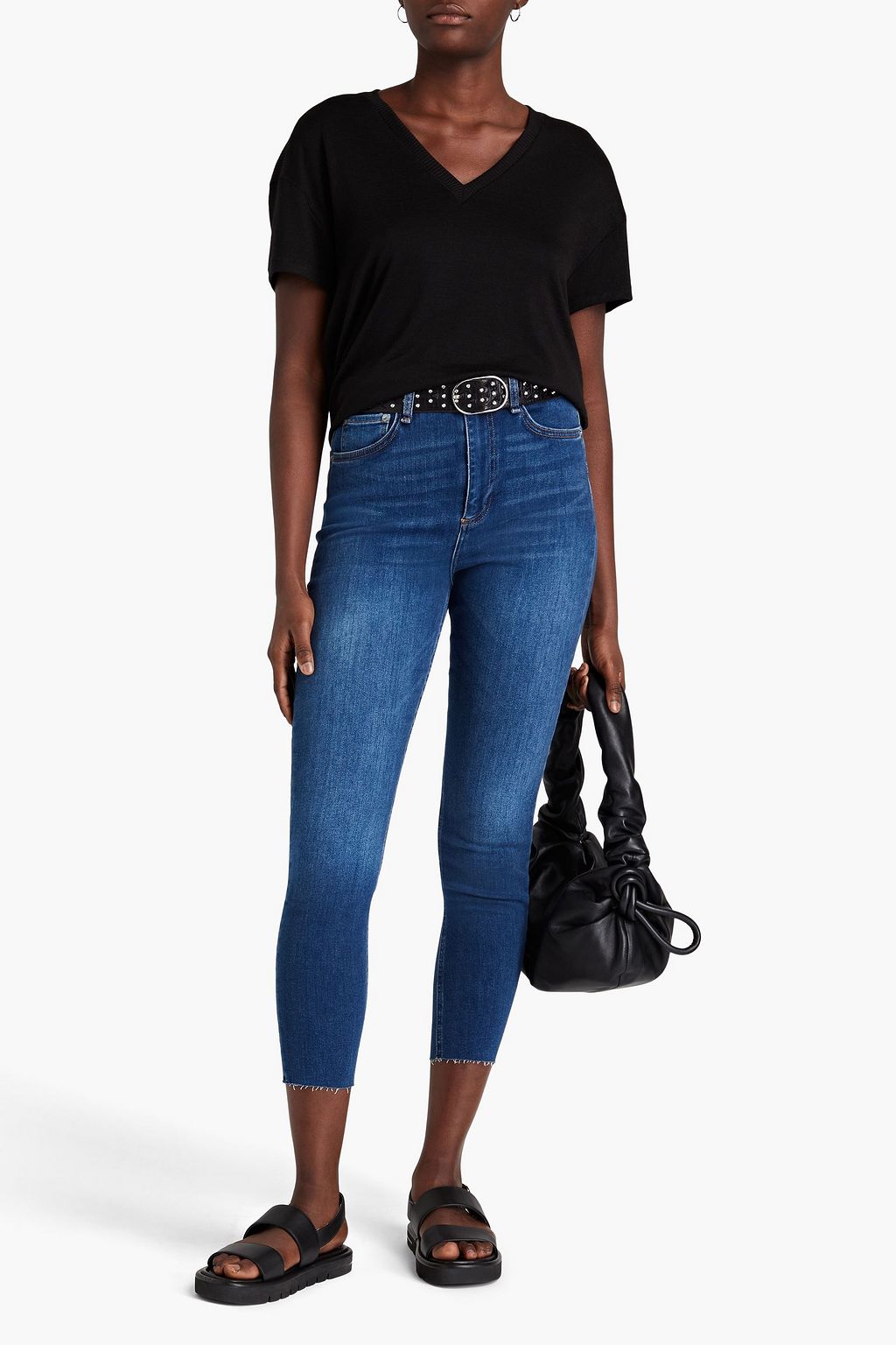 RAG & BONE جينز قصير «نينا» بأرجل ضيقة وخصر عالٍ