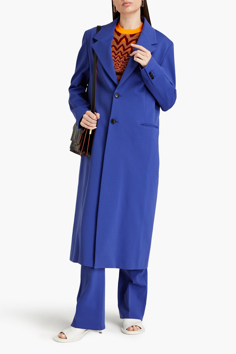 Shop Marni Crepe Coat In Dark Purple