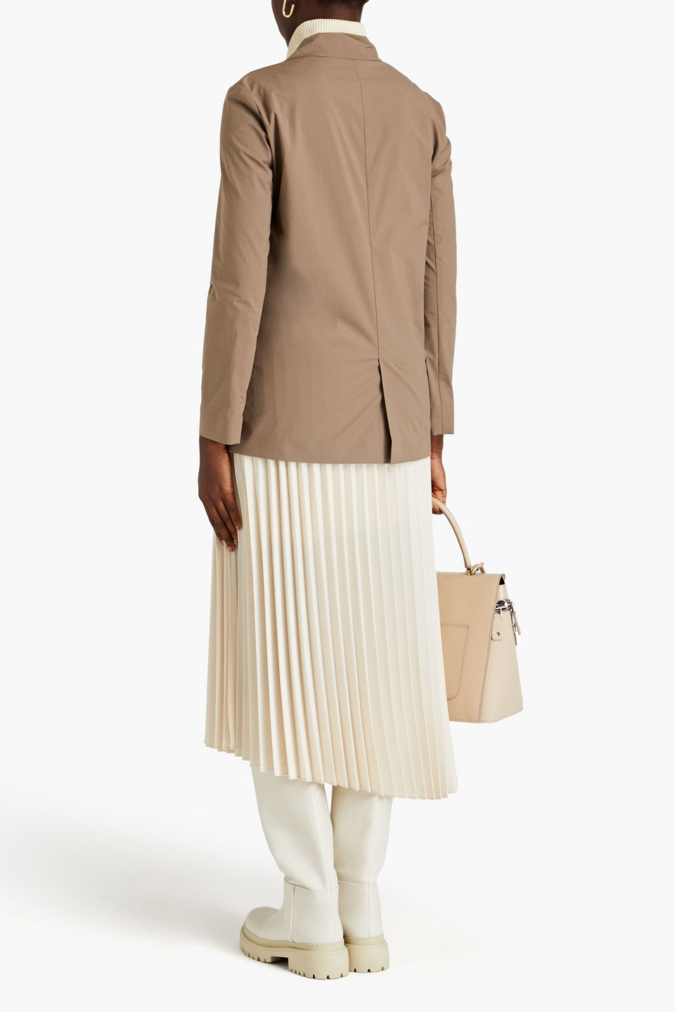 BRUNELLO CUCINELLI DOUBLE-BREASTED BEAD-EMBELLISHED COTTON-BLEND POPLIN BLAZER