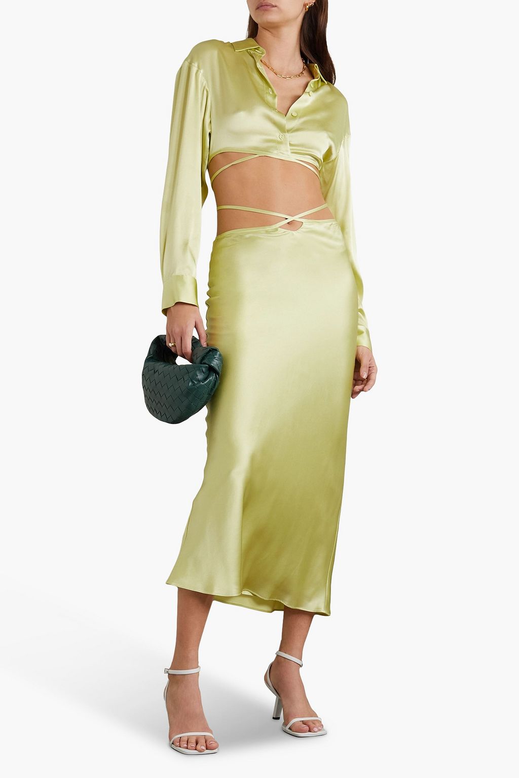 CHRISTOPHER ESBER Cutout silk-charmeuse midi skirt