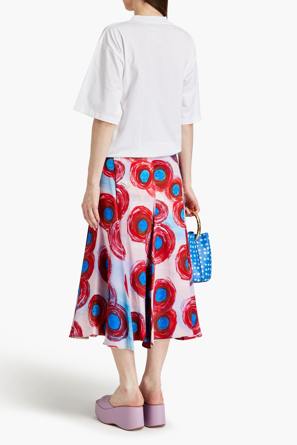 MARNI Printed crepe midi skirt