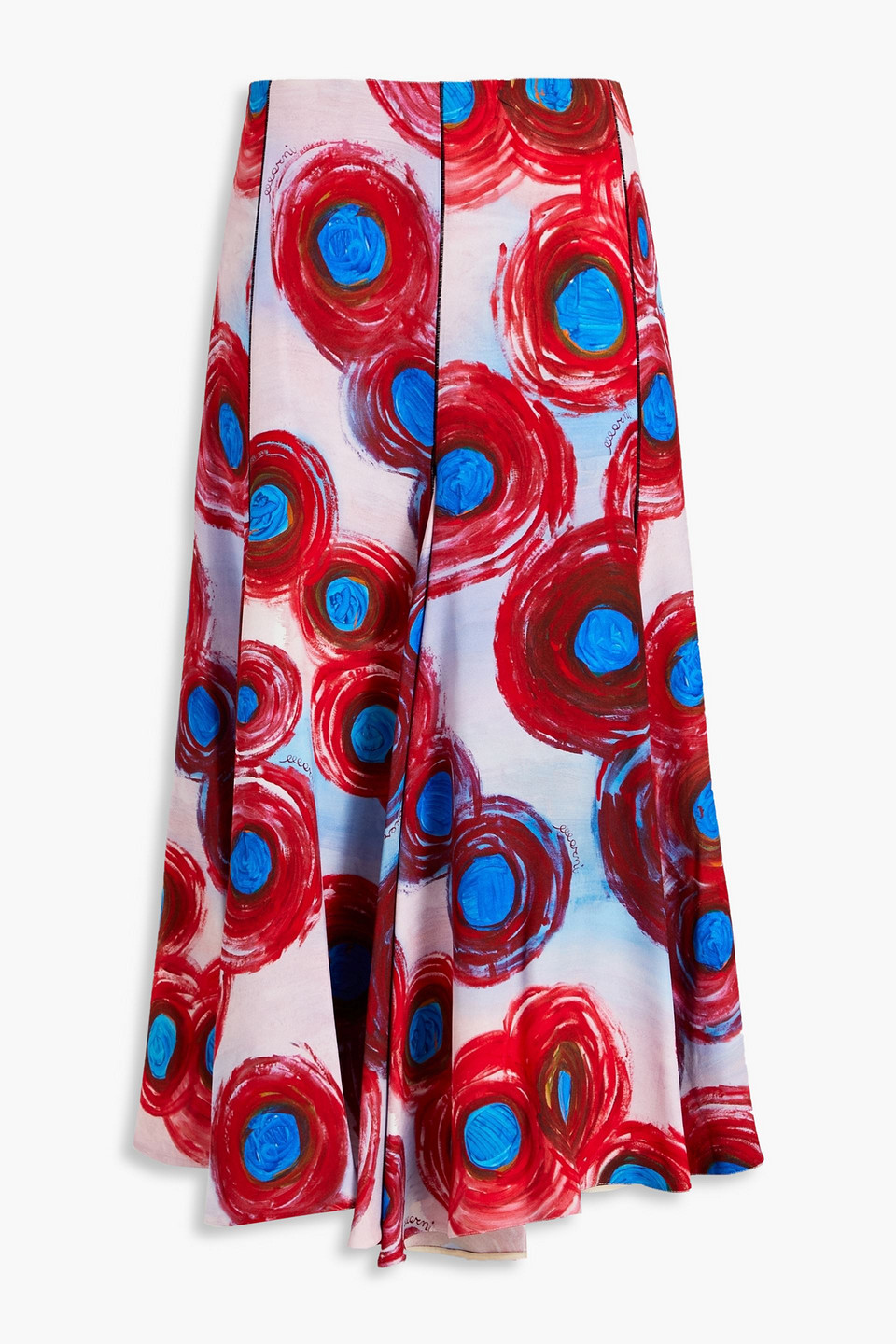 Shop Marni Printed Crepe Midi Skirt In Crimson