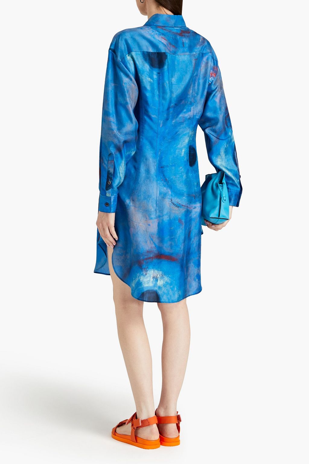 MARNI Printed silk-habotai shirt dress
