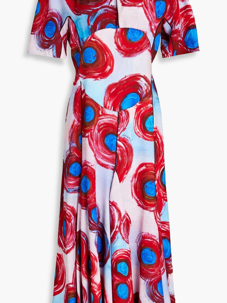 printed crepe midi dress