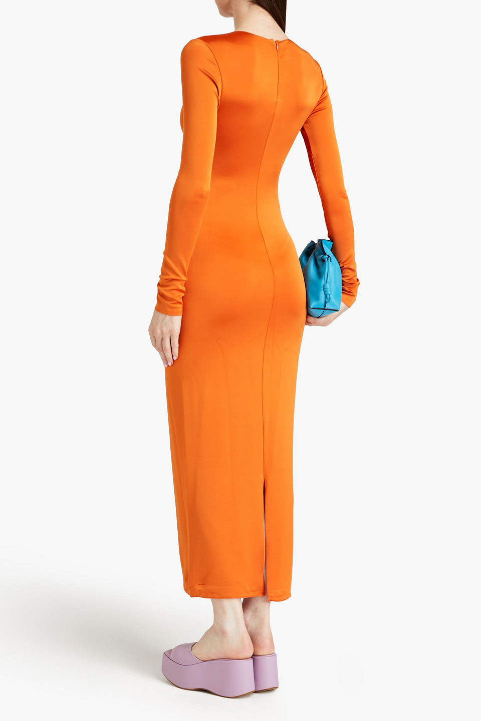 Shop Marni Satin-jersey Maxi Dress In Orange