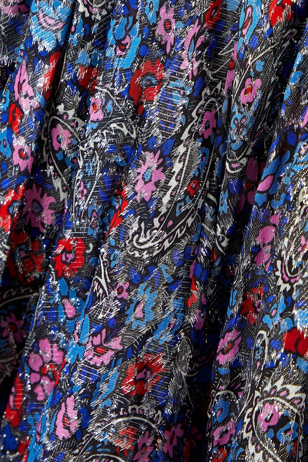 ISABEL MARANT Merenea printed metallic fil coupé silk mini dress
