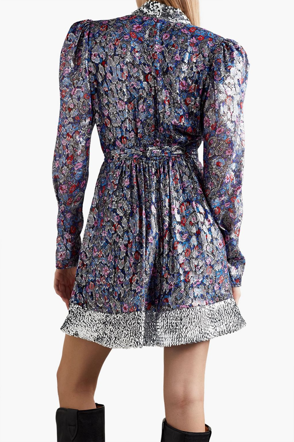 ISABEL MARANT Merenea printed metallic fil coupé silk mini dress