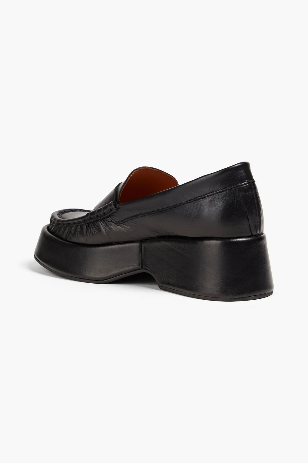 GANNI Crystal-embellished leather platform loafers