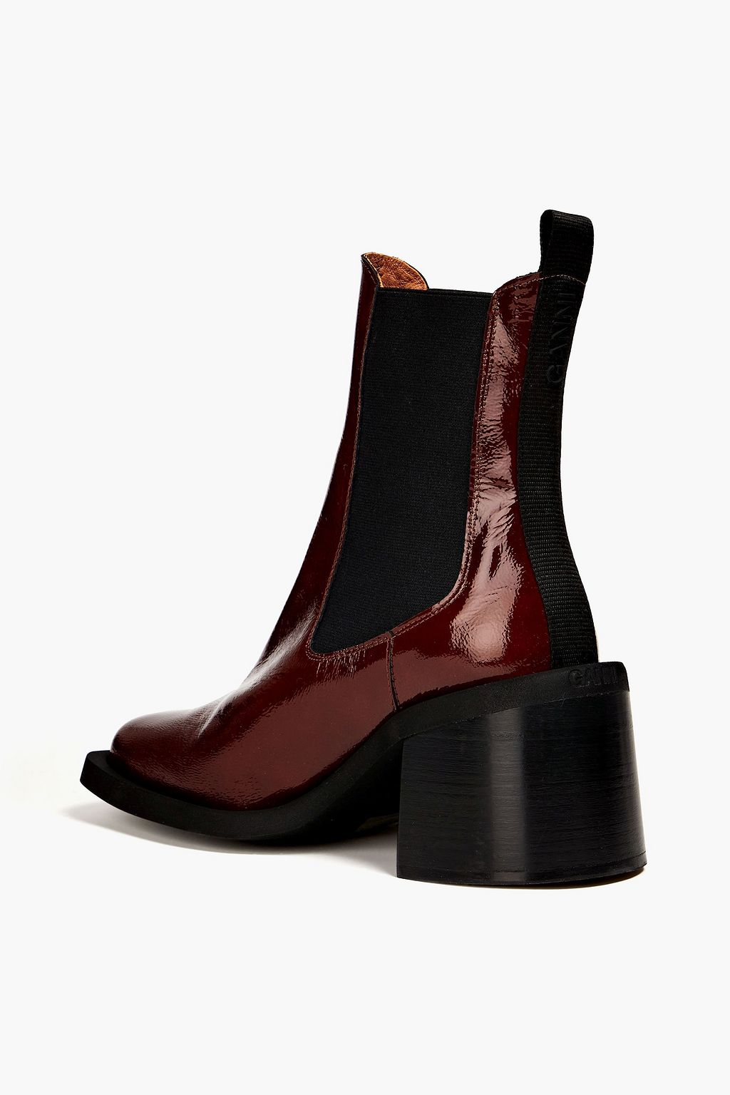 GANNI Patent textured-leather ankle boots