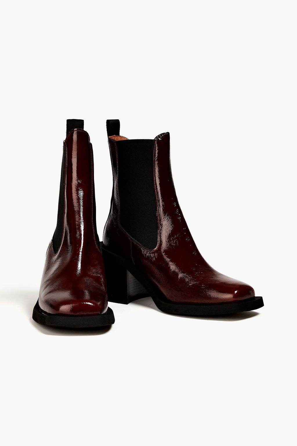 GANNI Patent textured-leather ankle boots