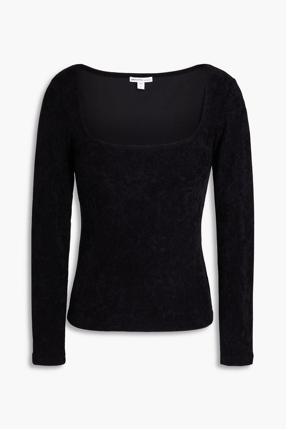 James Perse Crushed-velvet Top In Black